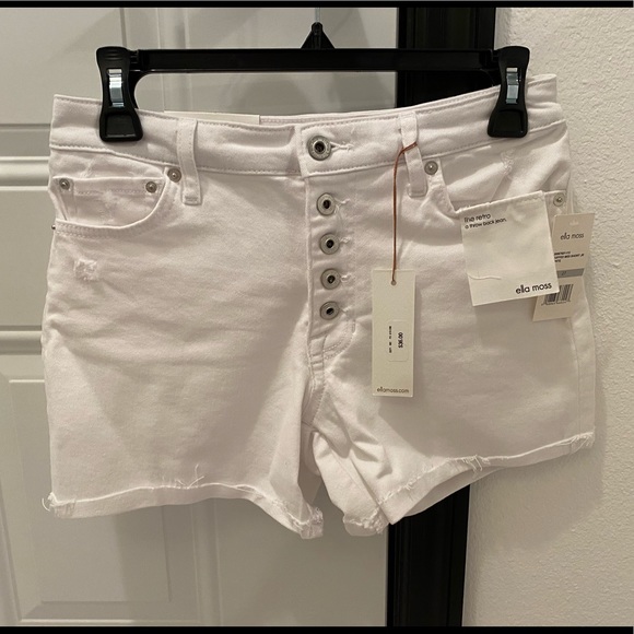 Ella Moss Pants - ella moss (Anthropologie) White Denim Cuffed Midi Short - NWT - 26 & 27